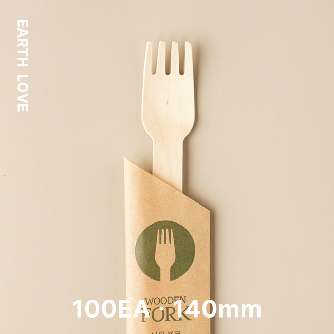 지구사랑 개별포장 나무 포크 140mm 100개 대표 이미지